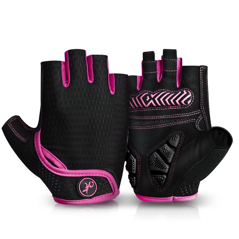 MOREOK Cycling Gloves Bike Gloves for Men/Women-[5MM Gel Pad] Half Finger Bicycle Biking Gloves for Cycling/Weight Lifting/Gym/Motorcycle/Outdoor Sports-098-Pink-S - Image 1