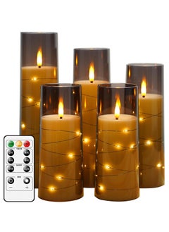 sokany 5 PCS LED Candles with Timer Flickering Flameless Candles for Romantic Ambiance and Home Decoration Stable Acrylic Shell,With Embedded Star String，battery Operated Candles (Grey)  - Image 1