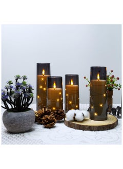 sokany 5 PCS LED Candles with Timer Flickering Flameless Candles for Romantic Ambiance and Home Decoration Stable Acrylic Shell,With Embedded Star String，battery Operated Candles (Grey)  - Image 4