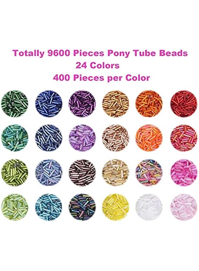 FYLX Gl Bugle Seed Beads Crafting Kit for DIY Bracelet Jewelry Making with 24 Colors and Two Crystal Strings - Image 2