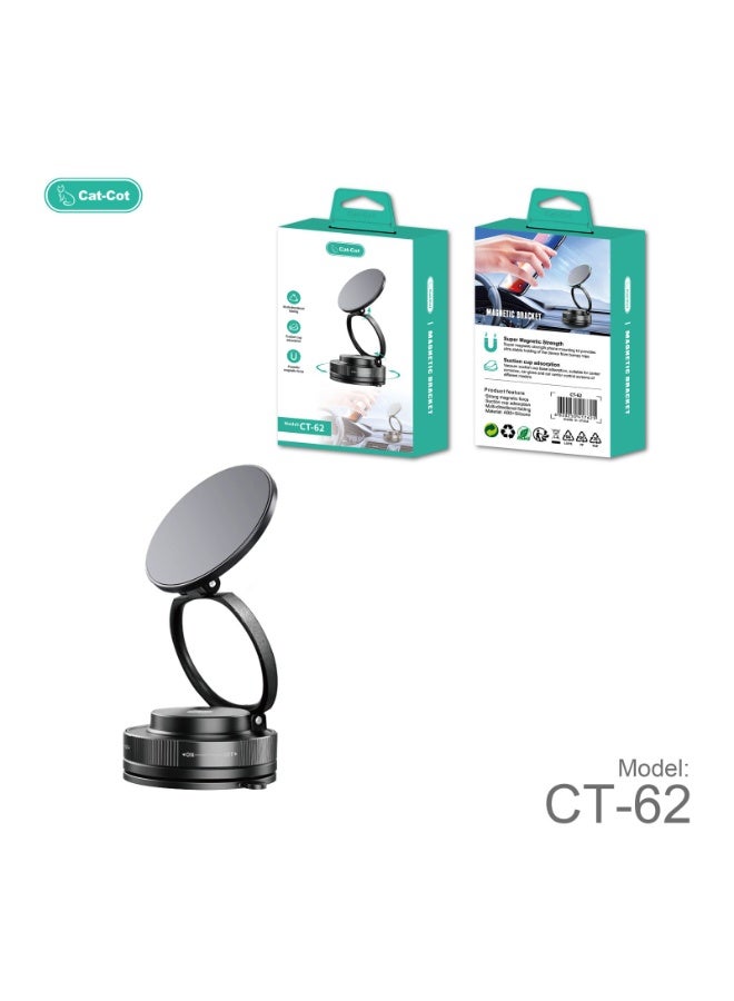 Cat - Cot Cat-Cot Vacuum Adsorption Magnetic Car Mount CT-62 - Universal Dashboard & Windshield Phone Holder with 360° Rotation, Strong Magnet Force & Multi-Directional Folding Stand for iPhone, Samsung, and All Smartphones - Matte Black - Image 3