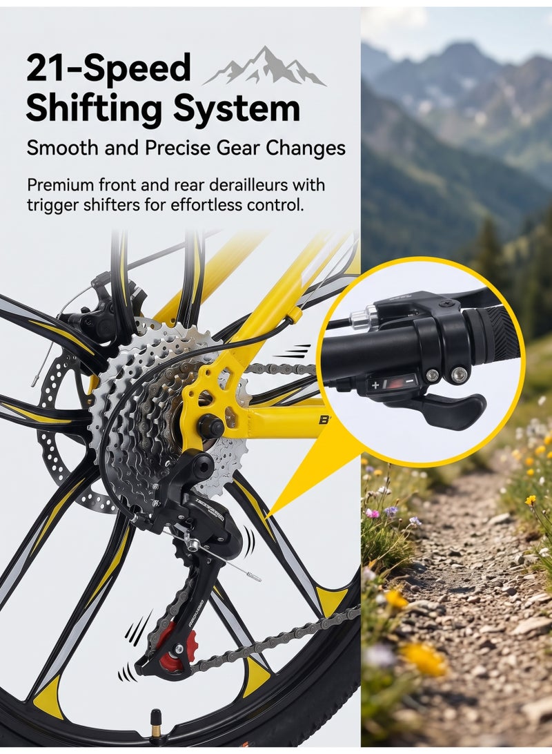 ETG 26 Inch 21 Speed Foldable Mountain Bike High Carbon Steel Frame Dual Disc Brakes Shock Absorption for Men and Women - Image 2