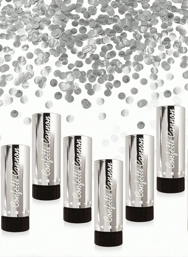 Party Decoration Confetti Cannon 2 pcs  in silver color that adds a joyful and exciting atmosphere. Perfect for bachelorette parties, engagement celebrations, weddings, birthdays, graduations, and all special occasions. Includes 2 pieces. - Image 1