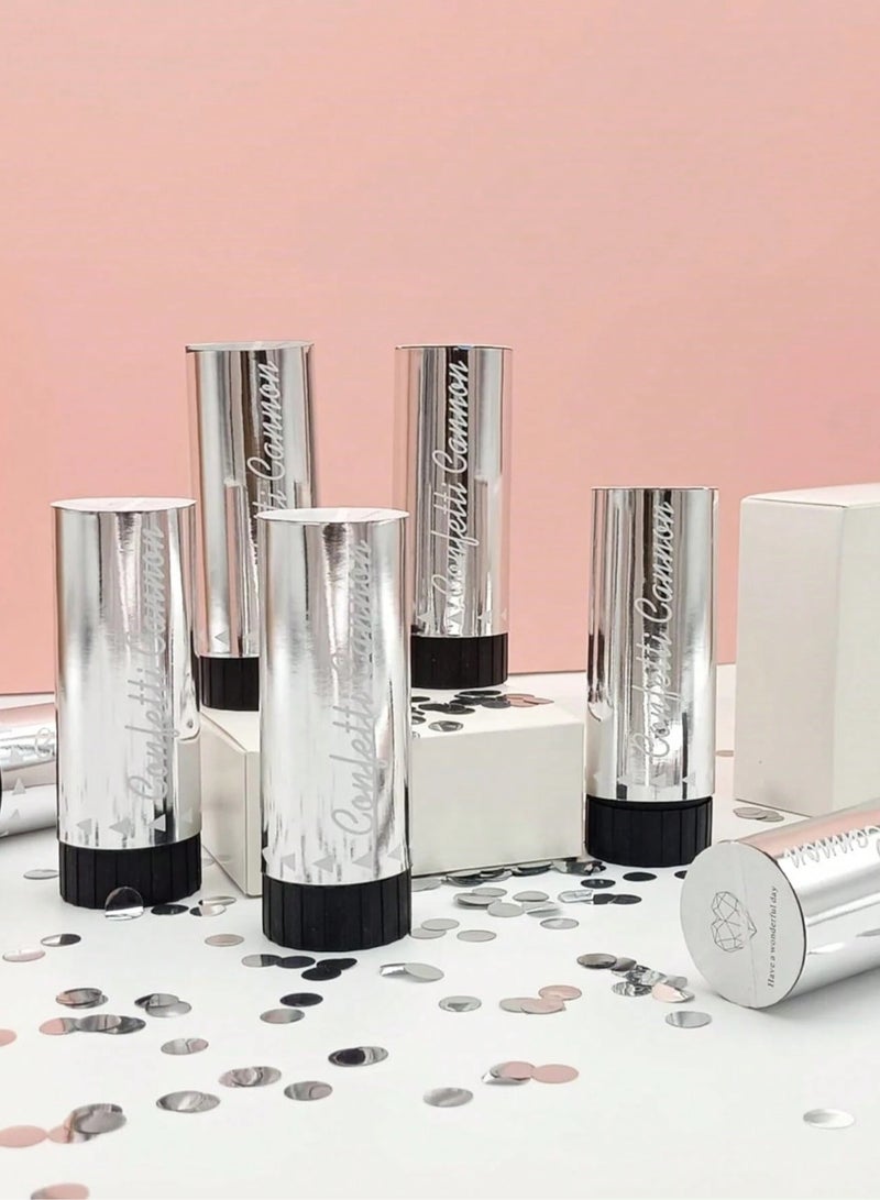 Party Decoration Confetti Cannon 2 pcs  in silver color that adds a joyful and exciting atmosphere. Perfect for bachelorette parties, engagement celebrations, weddings, birthdays, graduations, and all special occasions. Includes 2 pieces. - Image 2