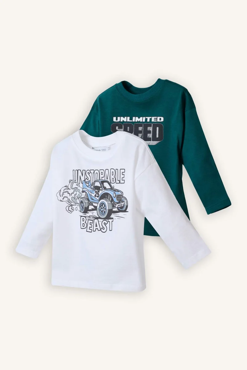 ديفاكتو Baby Boy Regular Fit Printed 2 Piece T-Shirt