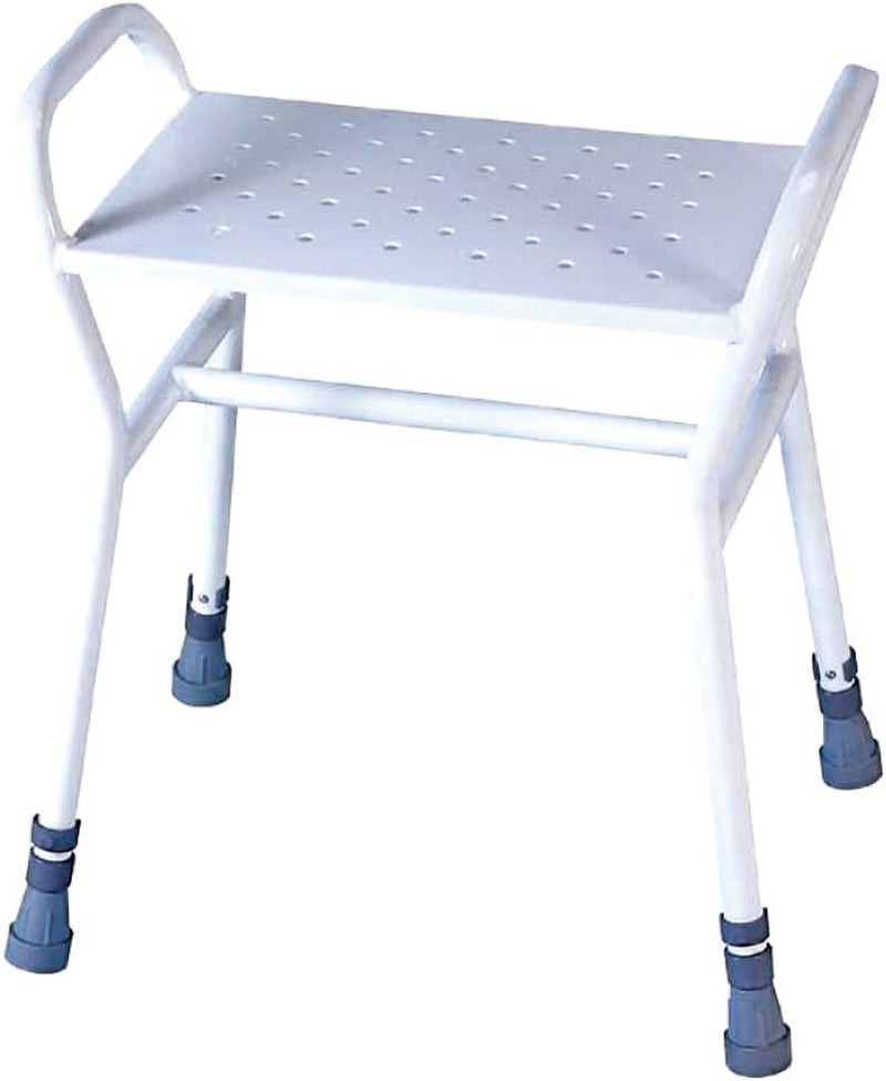 Aidapt Rochester Shower Stool Height AdjustableIntegral handlesNonSlip Rubber FeetPerforated Drainage Holes in Seat ElderlyDisabledPregnancy Post Surgery SUPPLIED ASSEMBLED NO TOOLS REQUIRED