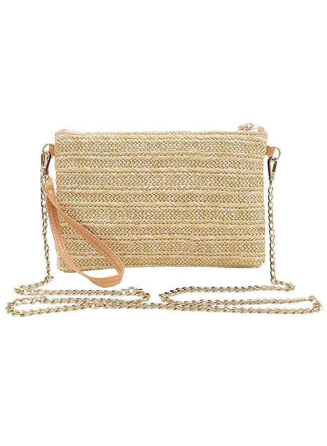 Beurlike Straw Clutch Purses For Women Beach Wristlet Wallet Small Cross Body Bag For Girls(Natural) - Image 1