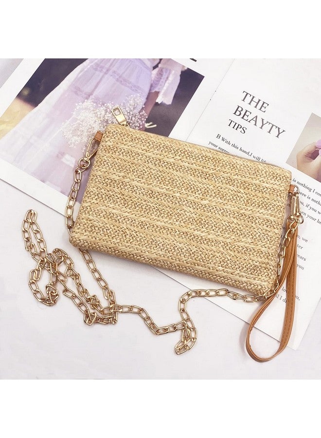 Beurlike Straw Clutch Purses For Women Beach Wristlet Wallet Small Cross Body Bag For Girls(Natural) - Image 5