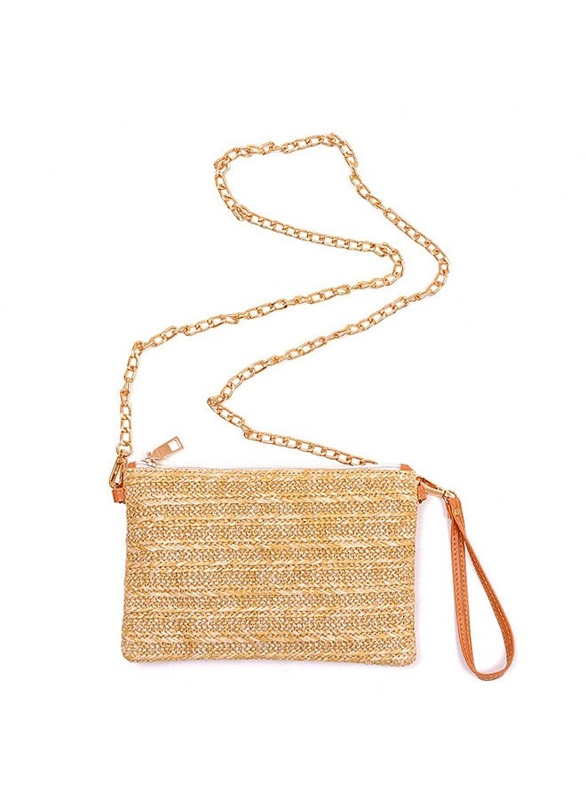 Beurlike Straw Clutch Purses For Women Beach Wristlet Wallet Small Cross Body Bag For Girls(Natural) - Image 4