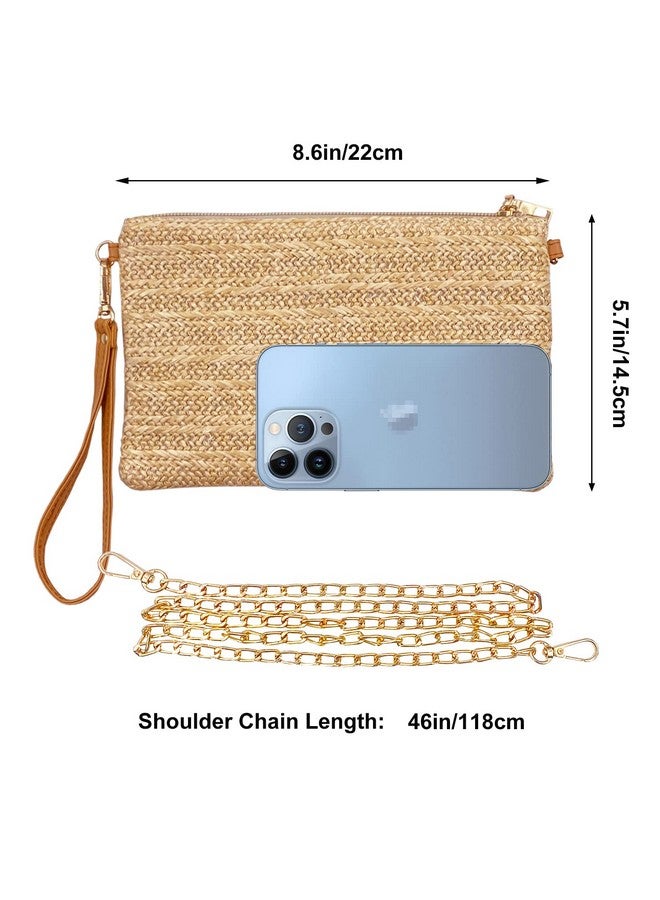 Beurlike Straw Clutch Purses For Women Beach Wristlet Wallet Small Cross Body Bag For Girls(Natural) - Image 2