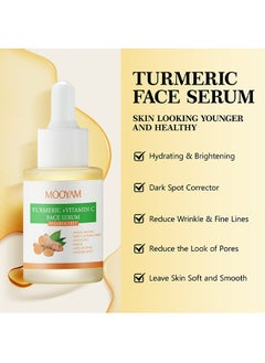 MOOYAM Turmeric + Vitamin C Face Serum -  Face Dark Spot Correcting Glow Serum Dark Spot Remover for Face Tumeric Serum Acne Dark Spots Hyperpigmentation Smooth Skin 30ml  - Image 2