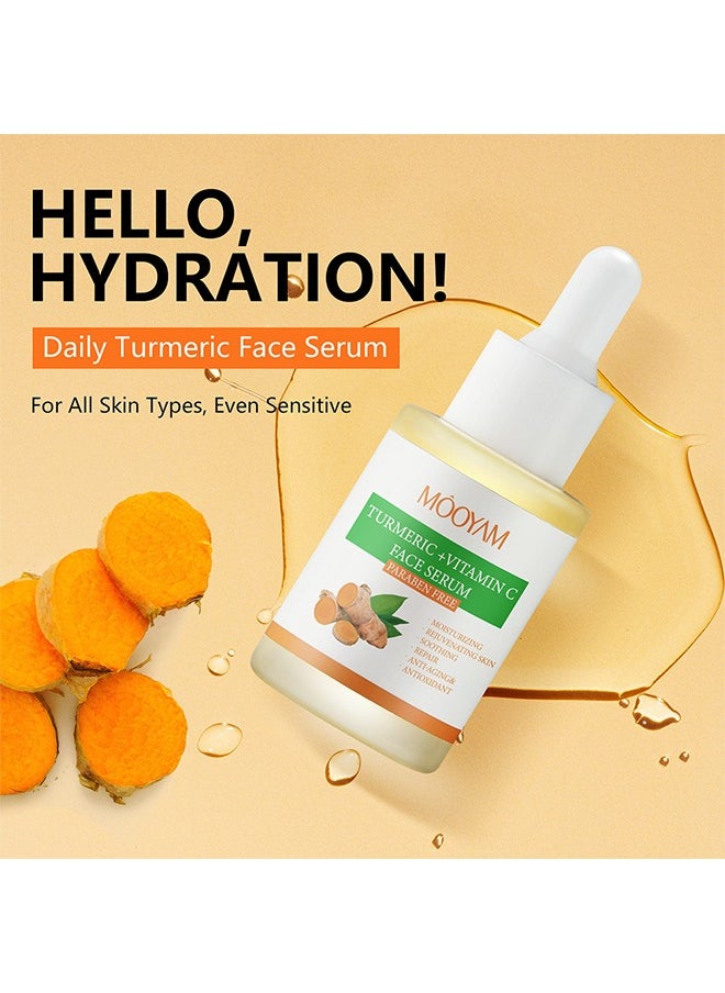 MOOYAM - Turmeric + Vitamin C Face Serum -  Face Dark Spot Correcting Glow Serum Dark Spot Remover for Face Tumeric Serum Acne Dark Spots Hyperpigmentation Smooth Skin 30ml - Image 1