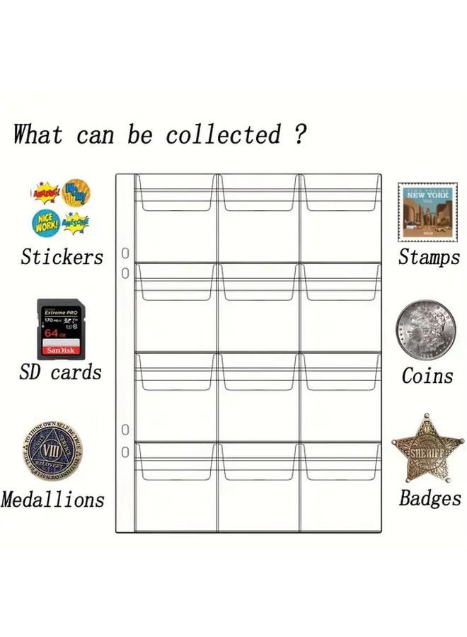 10 Sheets PVC Coin Binder Sleeves 12 Grids Transparent Protective Pages - Image 4