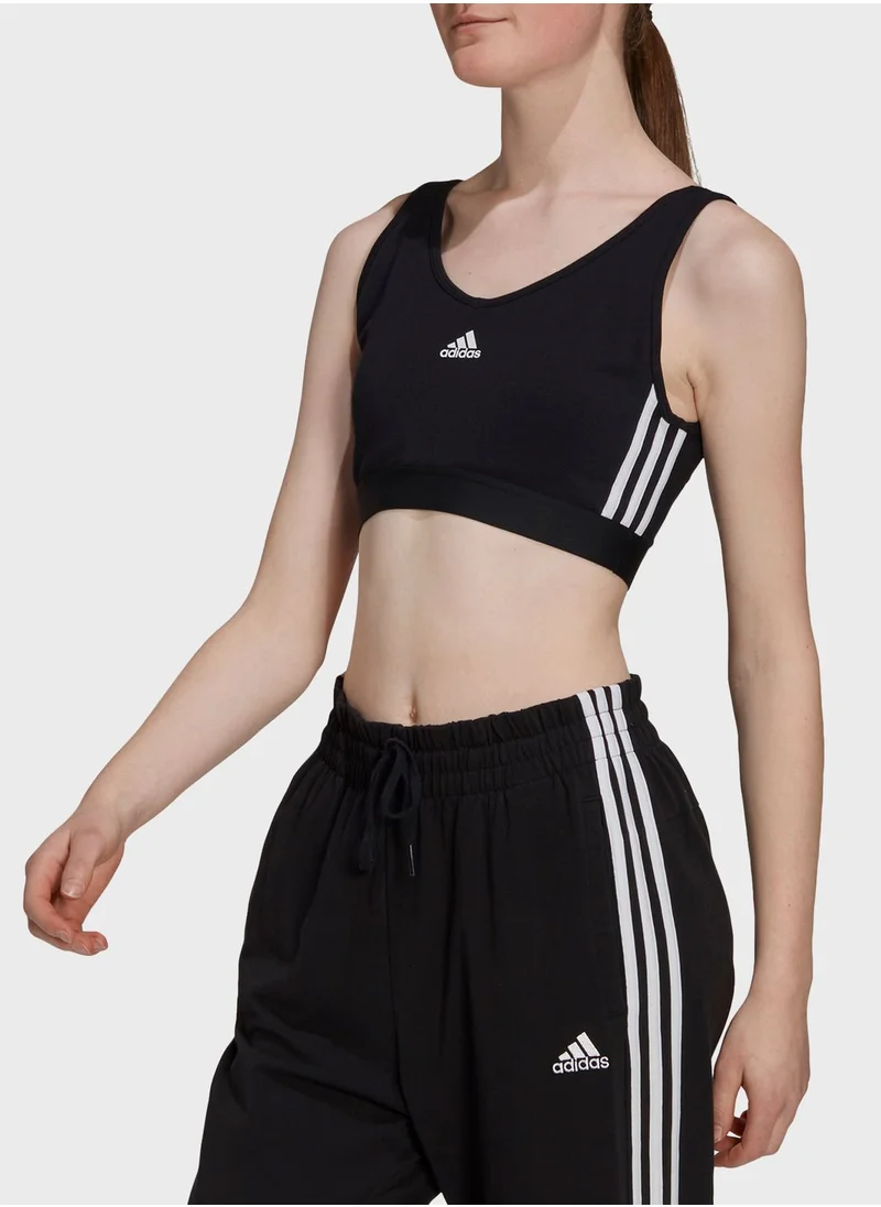 Adidas 3 Stripe Cropped Bra