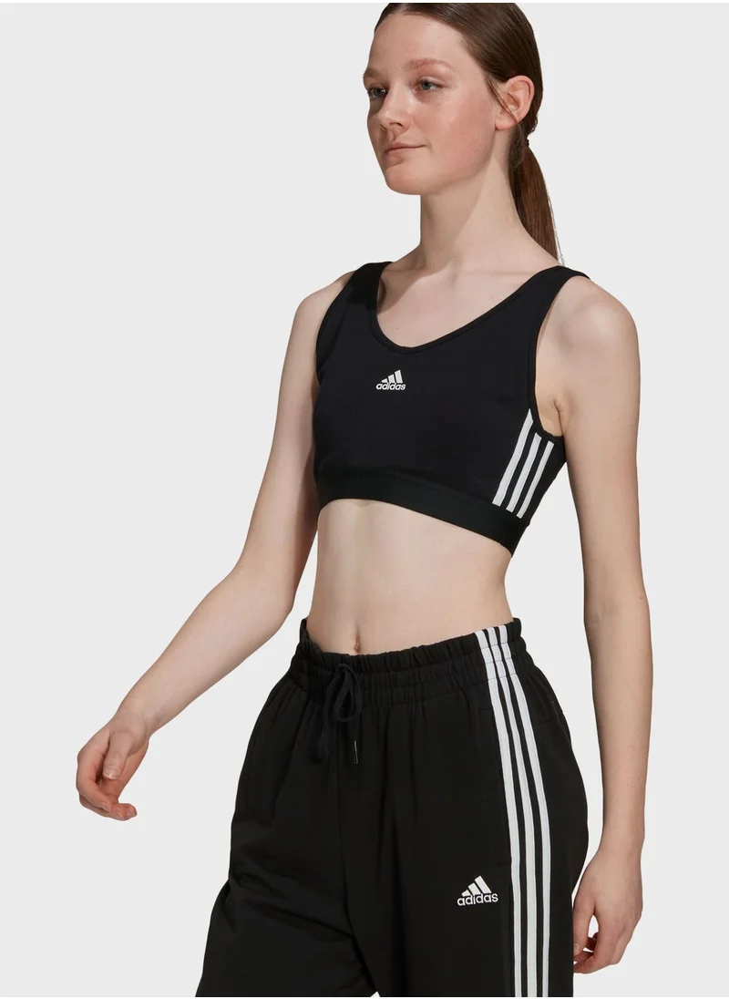 Adidas 3 Stripe Cropped Bra