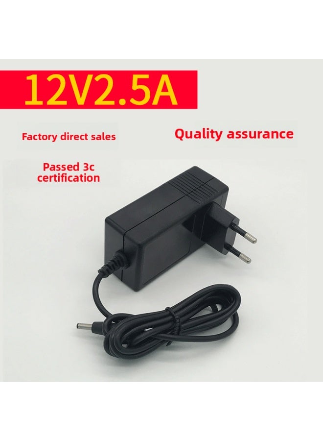 12V2.5A Lithium Electrical Charger Power Adapter UL PEC CE 3C Certification Direct Sales-Color:European CE Certification Black-Length:DC Head: 55*21
