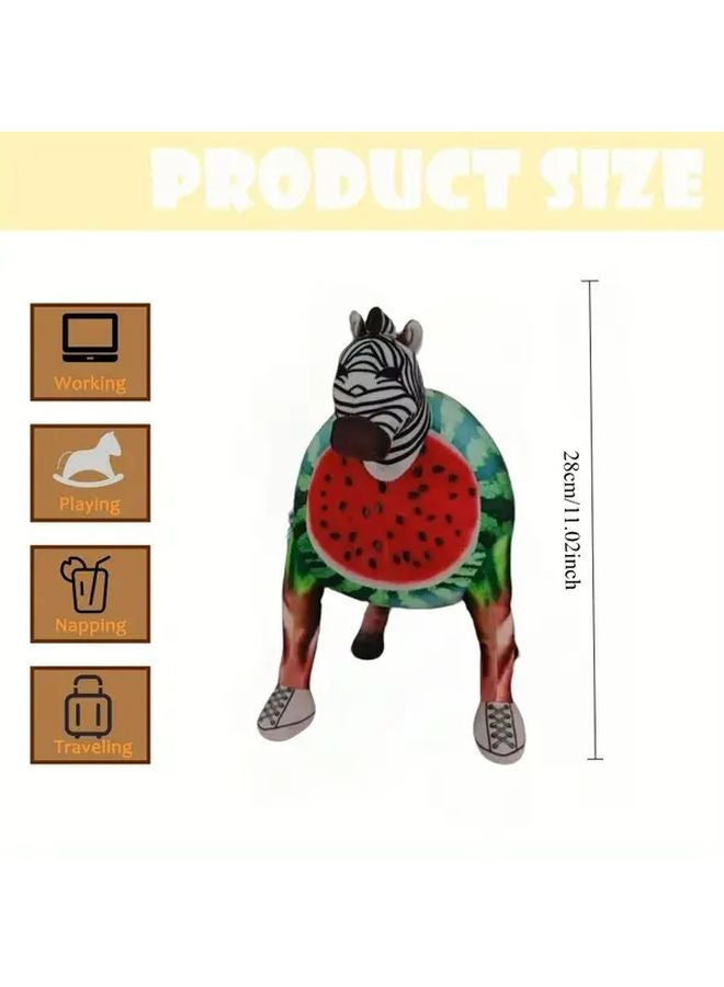 دمية محشوة بطيخ ومخطط ناعمة، لعبة حيوان محشو ناعم وقابل للمعانقة، متين وجدير بالجمع. - Image 3