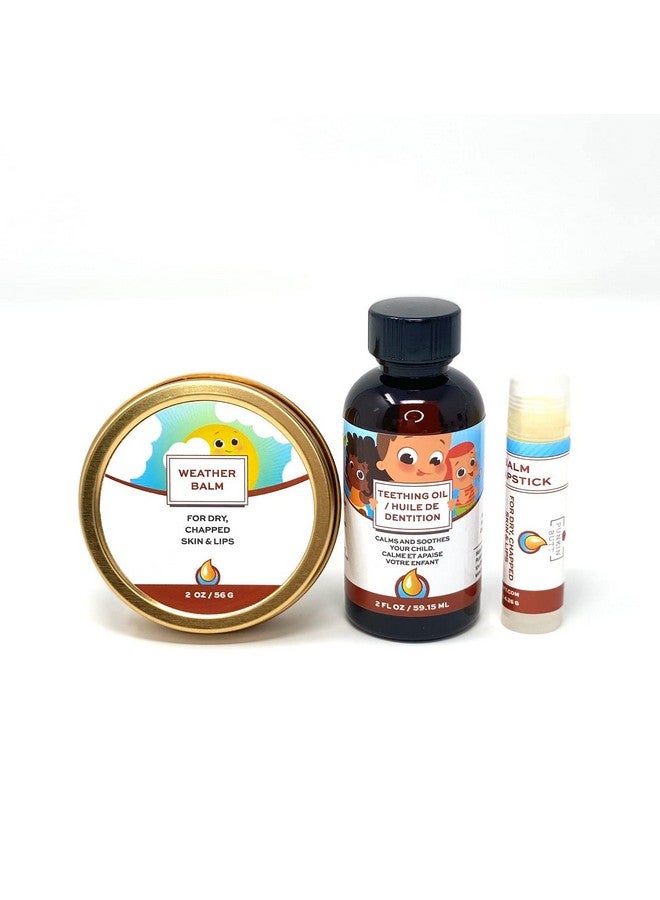 Punkin Butt Teething Oil and Baby Weather Balm Set for Sore Gum Relief and Dry Chapped Skin from Drool Rash | All Natural, Organic, Safe for Infants, Chemical-Free - Image 1