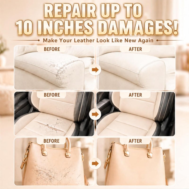Vigorder Cream Leather Repair Kit for Furniture, Vinyl Repair Kit for Car Interior, Sofa, Jacket, Purse – Super Easy Instructions to Fix Scratches, Tears, Holes, and Peeling - Image 3