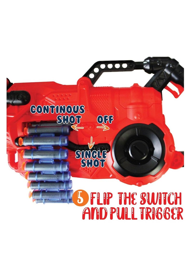 UKR 30 Bullet Automatic Blaster Gun - 73 cm Motorized Toy with 40 Darts Included & 100 Dart Refill | Large Safe Suction Cup Blasters with Rotating Feature - Image 3