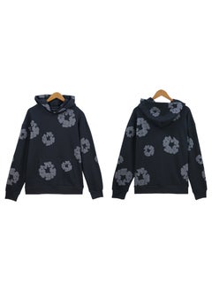 Generic Autumn Winter Couples Hoodie Sweatpants Set 5640 black gray 