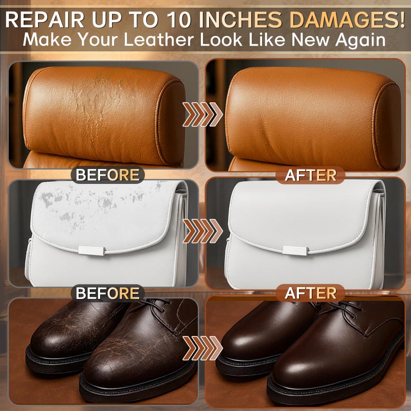 Vigorder Brown Leather Repair Kit for Furniture, Leather Couch Repair Kit for Furniture, Sofa, Jacket, Purse â€“ Super Easy Instructions to Fix Scratches, Tears, Holes, and Peeling - Image 2