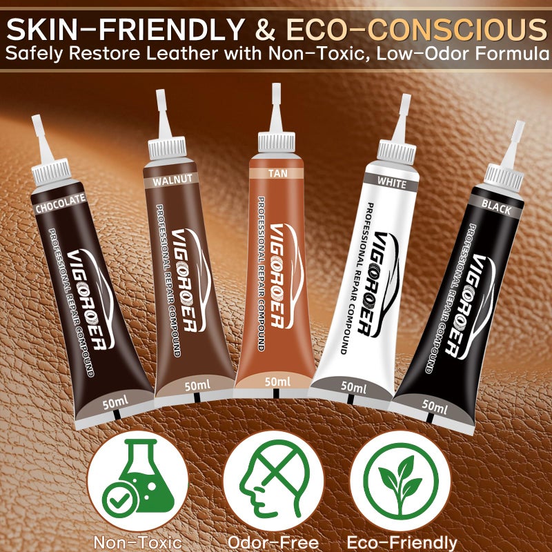 Vigorder Brown Leather Repair Kit for Furniture, Leather Couch Repair Kit for Furniture, Sofa, Jacket, Purse â€“ Super Easy Instructions to Fix Scratches, Tears, Holes, and Peeling - Image 5