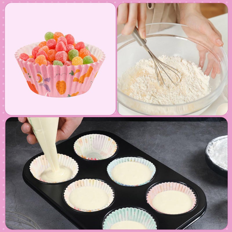 SANNIX 450pcs Easter Cupcake Liners, Bunny Chick Egg Flower Baking Cups Cupcake Wrappers Paper Wraps Muffin Liners for Easter Spring Birthday Party Candy Cake Decorations Supplies(9 Designs) - Image 4