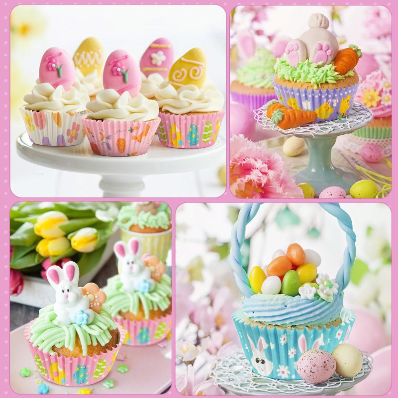 SANNIX 450pcs Easter Cupcake Liners, Bunny Chick Egg Flower Baking Cups Cupcake Wrappers Paper Wraps Muffin Liners for Easter Spring Birthday Party Candy Cake Decorations Supplies(9 Designs) - Image 5
