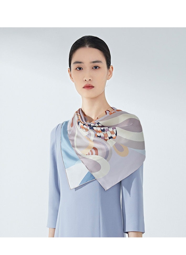 Generic Women's Contrasting Mulberry Silk And Silk Twill Scarf  - Image 2