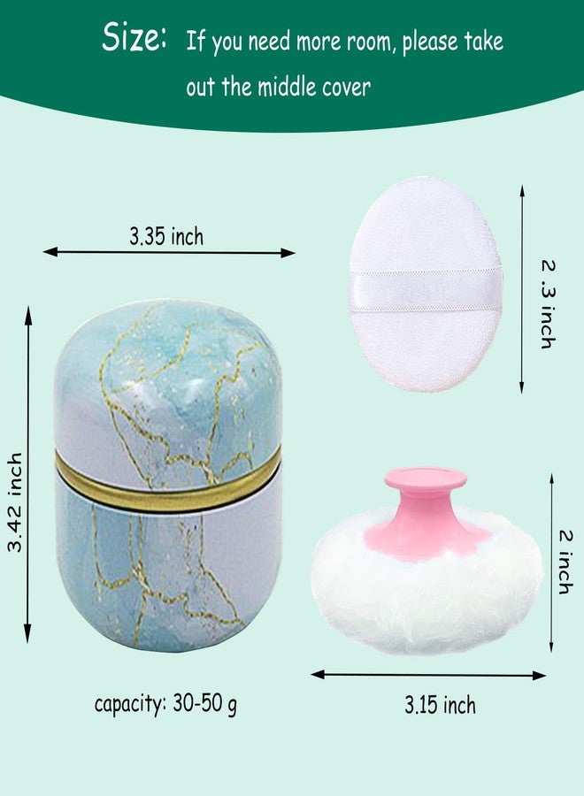 Qopoto Body Powder Puff and Container for Dusting Powder, Women Powder Puff and Powder Case for Bath and Travel (Sky Gilding) - Image 2