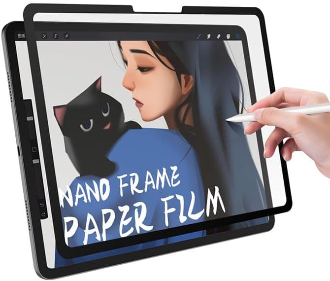 Paper Screen Protector for iP-ad Pro 13-Inch (2024/2025, M4/M5), Removable & Reusable Matte Film, Anti-Glare Blue Light Filter, Nano Adhesive Bubble-Free Drawing Overlay for Ap-ple Pencil - Image 1