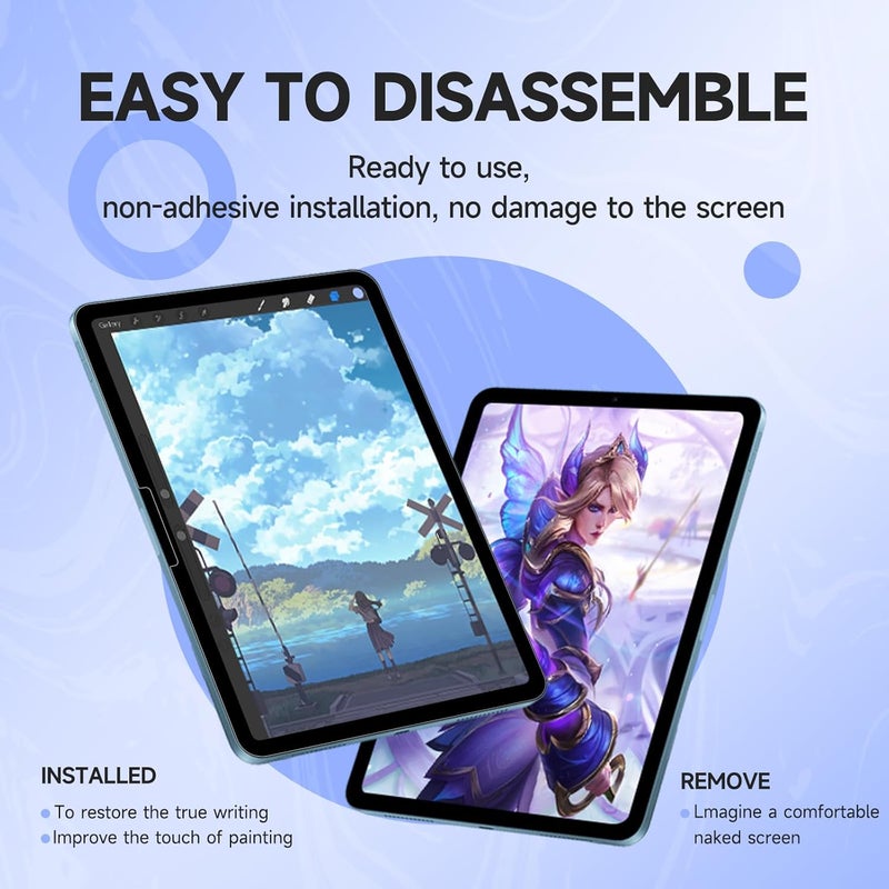 Paper Screen Protector for iP-ad Pro 13-Inch (2024/2025, M4/M5), Removable & Reusable Matte Film, Anti-Glare Blue Light Filter, Nano Adhesive Bubble-Free Drawing Overlay for Ap-ple Pencil - Image 3
