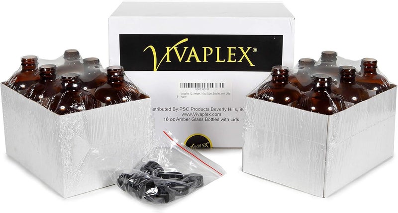 Vivaplex زجاجات فيفابلكس 12 عنبر سعة 16 أونصة مع أغطية - Image 3