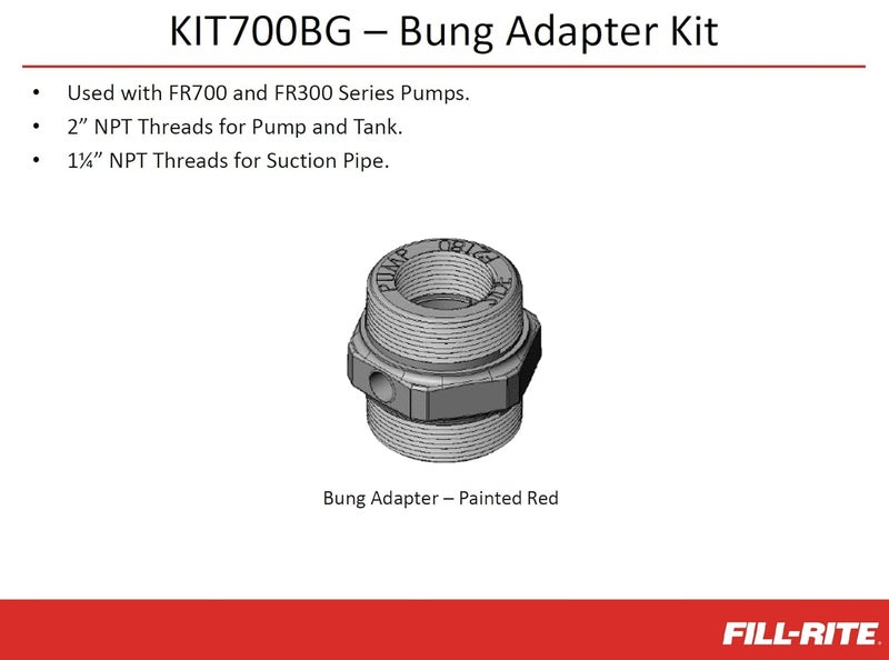 FILL RITE KIT700BG Kit, Inlet Bung 700 & 300 Series - Image 2