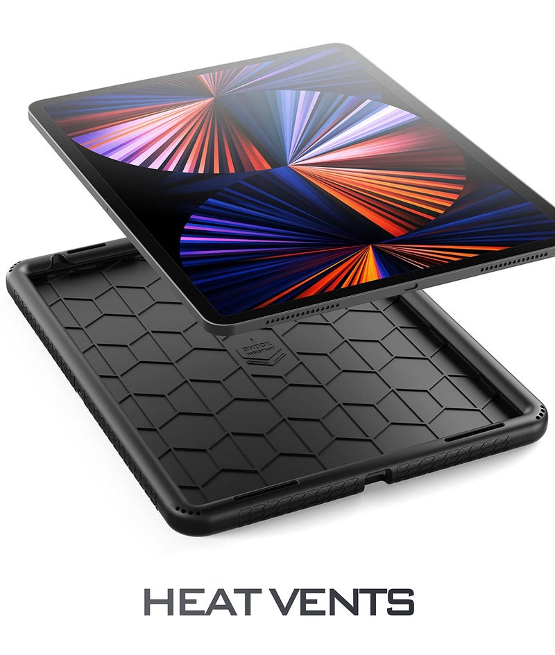 Poetic TurtleSkin Heavy Duty Case Designed for iPad Pro 12.9 2021/2020/2018 5th/4th/3rd Generation, Rugged Shockproof Drop Protection Kids Friendly Silicone Cover Case, Black - Image 3
