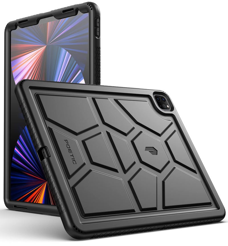 Poetic TurtleSkin Heavy Duty Case Designed for iPad Pro 12.9 2021/2020/2018 5th/4th/3rd Generation, Rugged Shockproof Drop Protection Kids Friendly Silicone Cover Case, Black - Image 1