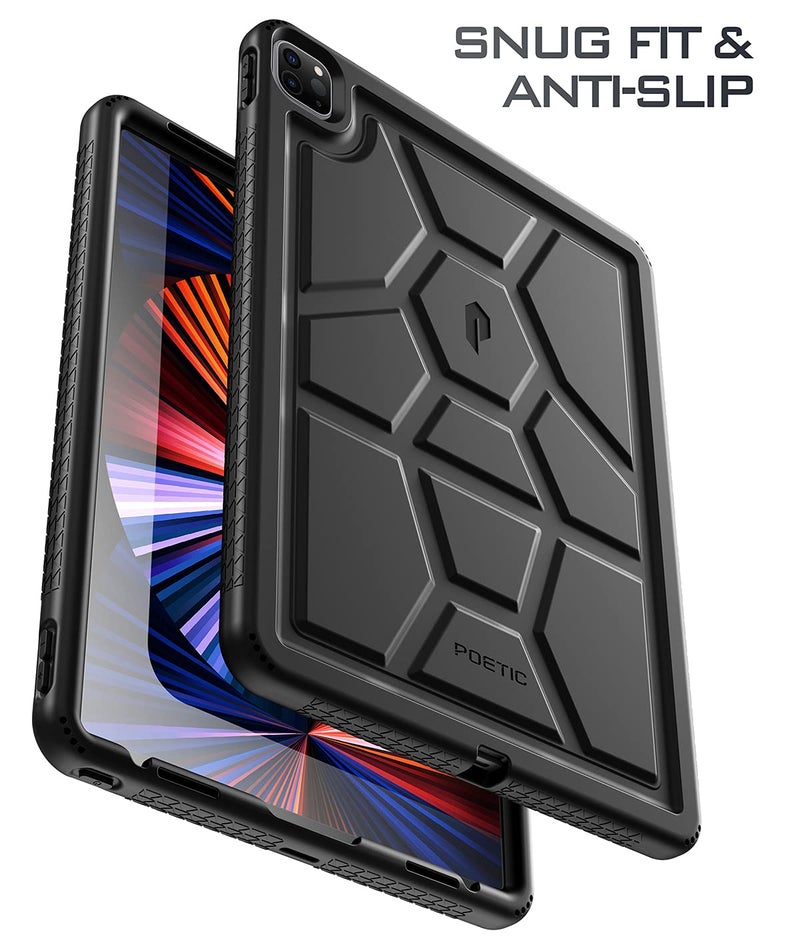 Poetic TurtleSkin Heavy Duty Case Designed for iPad Pro 12.9 2021/2020/2018 5th/4th/3rd Generation, Rugged Shockproof Drop Protection Kids Friendly Silicone Cover Case, Black - Image 4