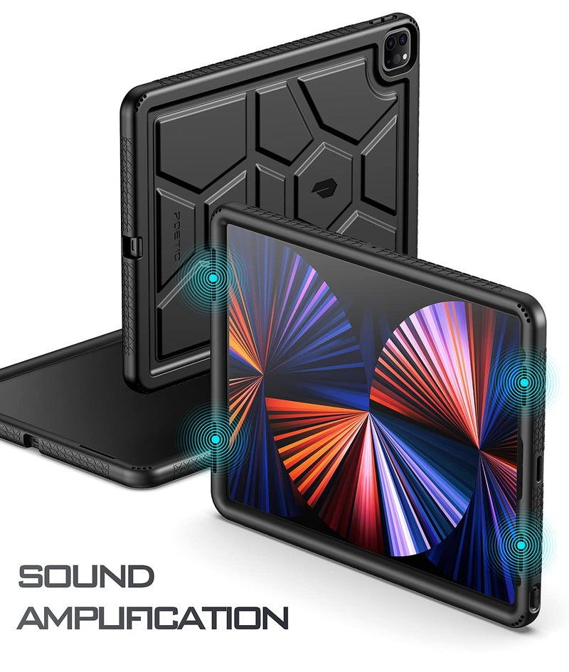 Poetic TurtleSkin Heavy Duty Case Designed for iPad Pro 12.9 2021/2020/2018 5th/4th/3rd Generation, Rugged Shockproof Drop Protection Kids Friendly Silicone Cover Case, Black - Image 5