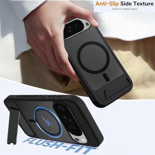 KARWAN®?Ultra Hybrid Matte Back Cover Case Compatible with Stand Magnetic for Google Pixel 9 Pro XL | Mag-Safe Wireless Charging | Camera Bump Protection -(Black) - Image 3