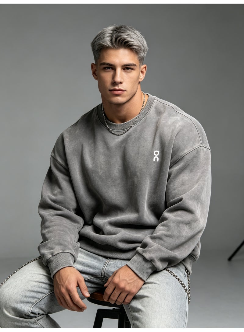 On Running Men's and Women's Loose Shoulder Long Sleeve Round Neck Sweater - Image 2