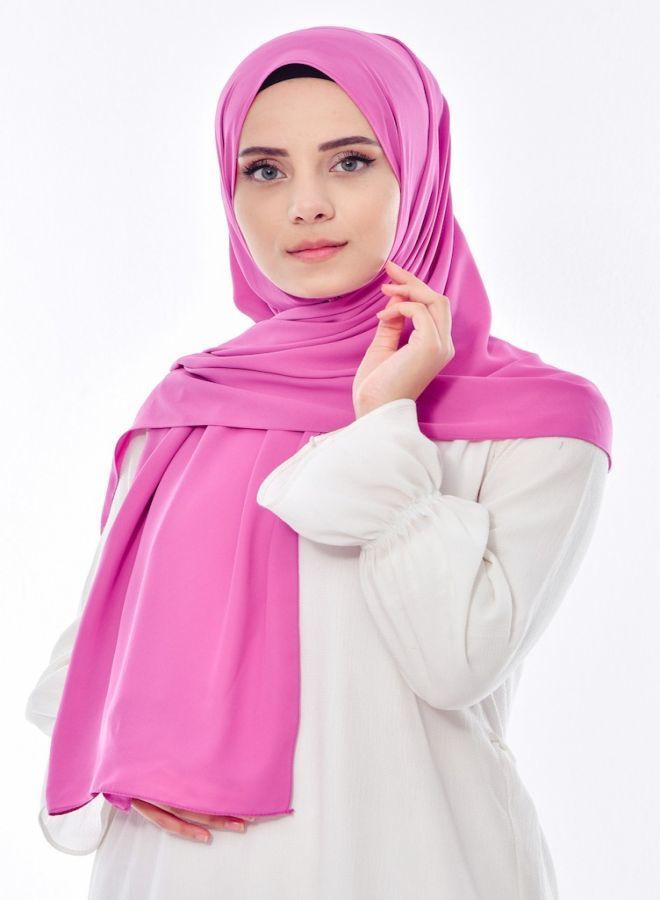 Fatah Big Chiffon Crepe Scarf Solid - Fuchsia Color 