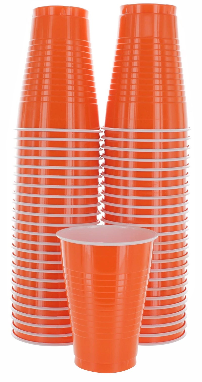 AMCRATE Disposable Orange Cups  12Ounce Strong 50 Pack for Parties  Events