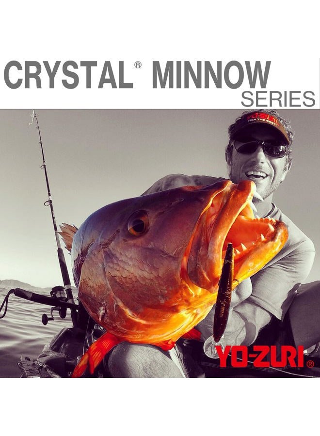 DUEL Yo-Zuri R1301MPC Crystal Minnow Deep Diver Walleye, Floating 5-1/4", 7/8 oz, 2 Hook, Green Perch - Image 4