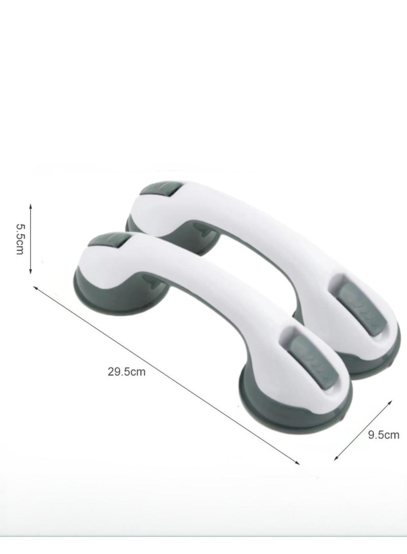 جين لى تشيانغ قضبان إمساك لحوض الاستحمام والدش، قطعتان، قضبان إمساك بأكواب شفط، مقابض دش شديدة التحمل، قضبان إمساك قابلة للإزالة لكبار السن والأطفال، مقابض أمان للحمام، لا تتطلب حفرًا، مقاومة للماء، رمادي - Image 1