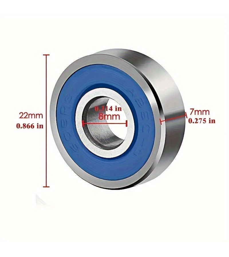 12 Red 608RS ABEC-9 Carbon Steel Bearings for Skateboards Longboards 12pcs - Image 2