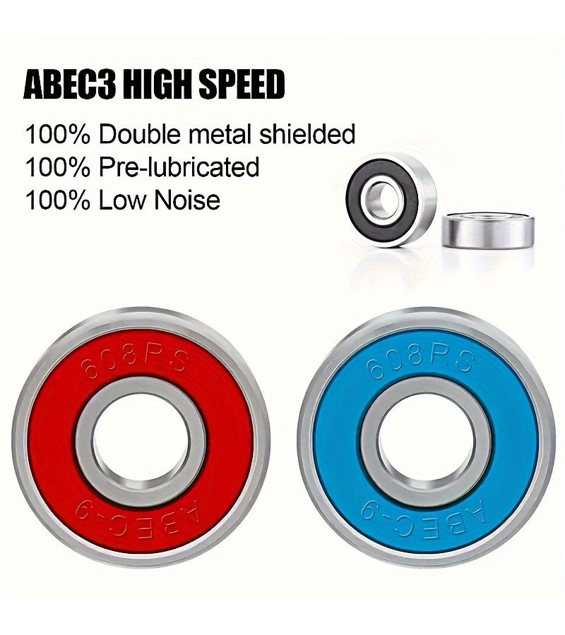12 Red 608RS ABEC-9 Carbon Steel Bearings for Skateboards Longboards 12pcs - Image 5