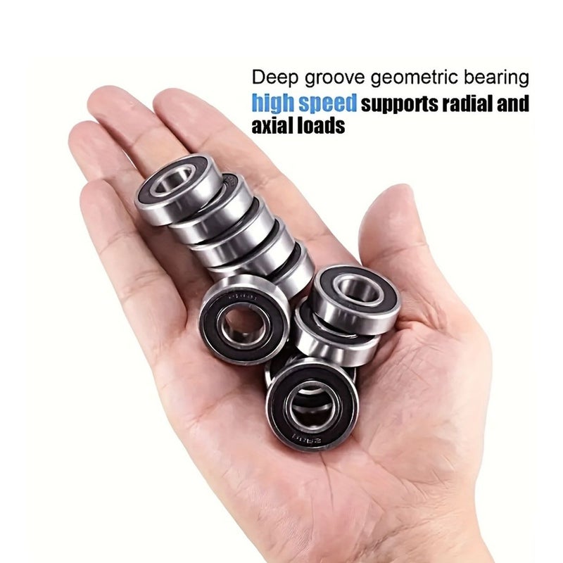 12 Red 608RS ABEC-9 Carbon Steel Bearings for Skateboards Longboards 12pcs - Image 3