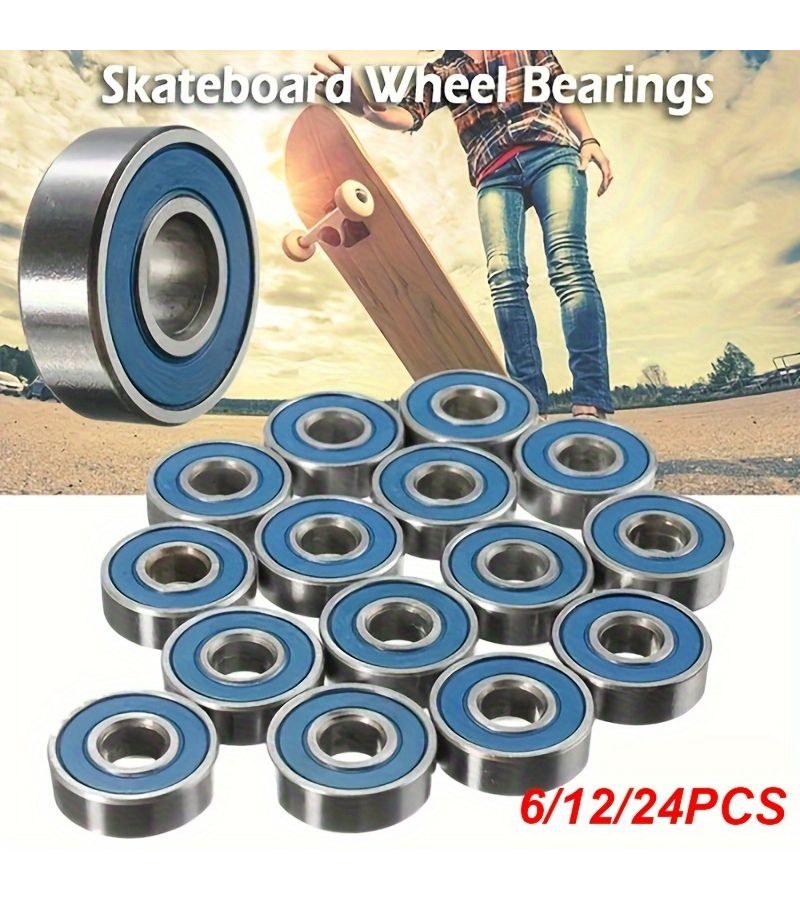 12 Red 608RS ABEC-9 Carbon Steel Bearings for Skateboards Longboards 12pcs - Image 1