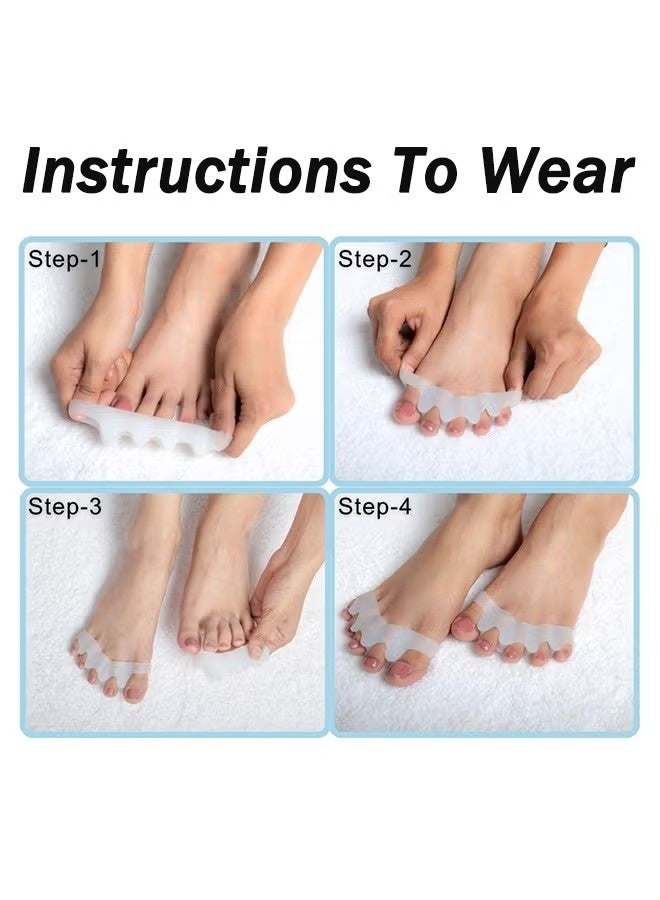 زوجان من فواصل أصابع القدم - فواصل أصابع القدم المصنوعة من السيليكون الناعم لتخفيف آلام إبهام القدم الأروح، والتهاب اللفافة الأخمصية، وأصابع القدم المطرقية، وأصابع القدم المتداخلة، ومقوم أصابع القدم لتحسين حركة القدم ومحاذاتها. - Image 4